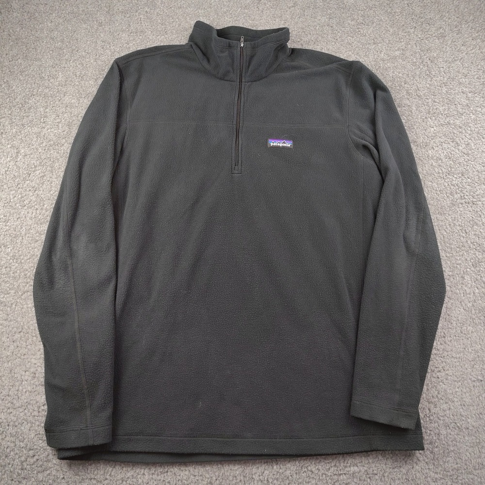 Patagonia Fleece Pullover Mens Large 1/4 Zip Micro D Black Gorpcore Lightweight